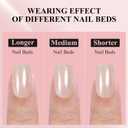 Press On Nails - Short Square Acrylic Nails, 160pcs, Fake Nail Tips for DIY Nail Art, Soft Gel, Glazed Donut, 16 Sizes