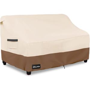 Pack Of 2 2-Seater Patio Loveseat Cover,58W x 32.5D x 31H Inches Outdoor Couch Cover,100% Waterproof Heavy Duty Patio Sofa Covers,Patio Furniture Covers,Beige&Brown