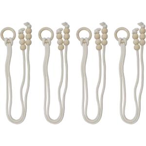 Bitray 4Pcs Wood Bead Curtain Ties Farmhouse Curtain Hold Backs Boho Curtain Tiebacks Curtain Decorative for Home, Office and Hotel
