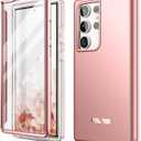 SURITCH for Samsung Galaxy S23 Ultra Case, [Built-in Screen Protector] [Dual-Layer Protection ] Full Protection Shockproof Rugged Bumper Phone Cover for Samsung S23 Ultra 6.8 Inch - Rose Gold