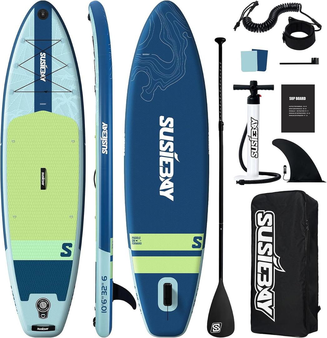 Inflatable Stand Up Paddle Board with SUP Accessories,Inflatable Paddle Boards for Adults & Youth, Anti-Slip EVA Deck,Wide Stance,Dual Action Pump,108L Backpack