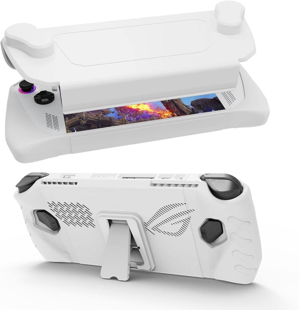 Upgraded Ultra Slim TPU Protective Case with Front Cover Compatible with ASUS ROG Ally, Shock-Absorption, Non-Slip and Anti-Scratch Design Cover Protector (White)