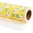 WRAPAHOLIC Jumbo Kraft Floral Wrapping Paper Roll - 30 Inch x 33 Feet - Vintage Toile Yellow Floral Paper for Birthday, Bridal Shower, Wedding, Baby Shower