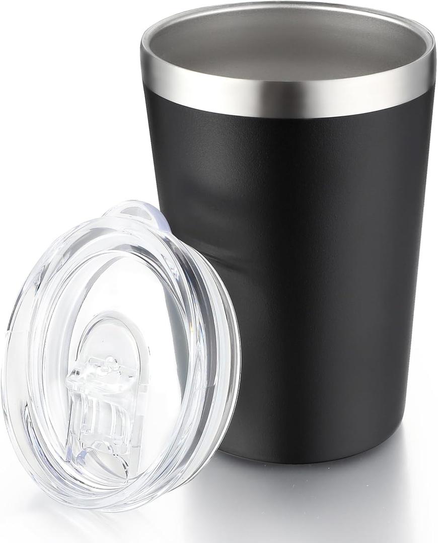 Stainless Steel Tumblers 12oz Double Wall Vacuum Travel Coffee Mugs for Home, Office, Outdoor (Black)