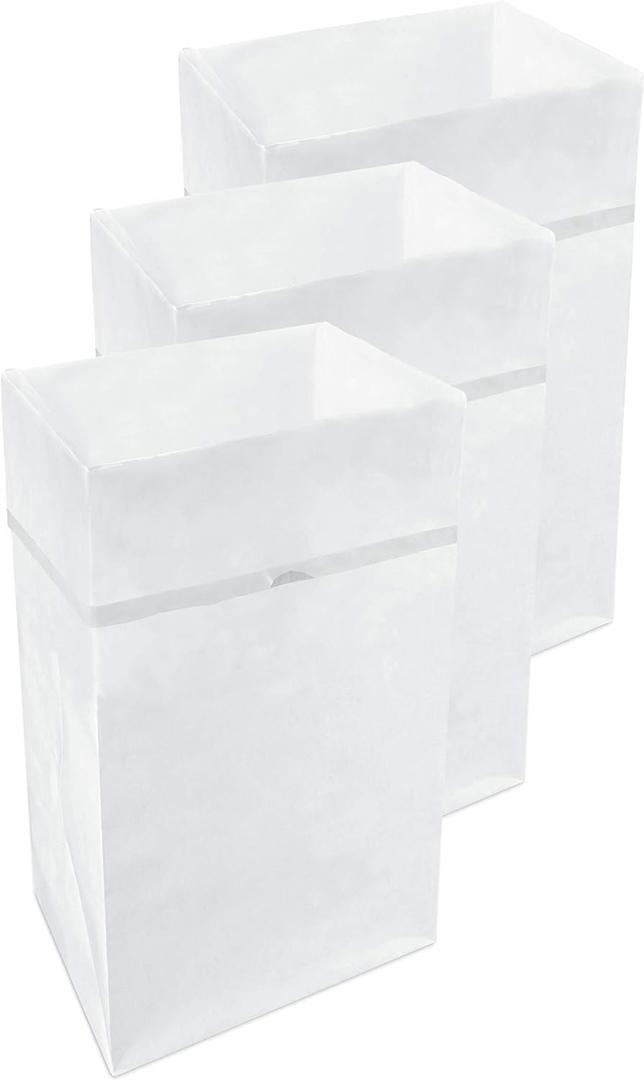 30 Gallon Disposable Pop-Up Trash Cans (3-Pack) with Fitted Bags  Foldable Garbage & Recycling Bins for Parties, Events & Kitchen (White, 30" H x 14" W x 17" D)