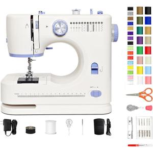 Sewing Machine for Beginners with 42 Pcs Sewing Kit, Sewing machine with 12 Built-in Stitches, High-Low Speeds Small Sewing machine LED lights