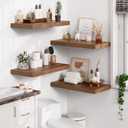 Heimlove 12" Deep Floating Shelves for Wall, 24x12 Inch Shelf Bathroom Shelves Set of 2, Mounted Shelves for Books Living Room Laundry Room Bedroom Kitchen Home Office, Walnut, 23.6"W x 11.6"D x 1.5"H, 2 Pack