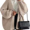 PRETTYGARDEN Womens Oversized Cardigan Sweaters 2025 Fall Long Lantern Sleeve Knit Open Front Lightweight Sweater (Medium, Grey Beige)
