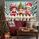 Christmas Backdrop Banner Elf Kids Winter Snow Forest Scene Backdrop Wall Hanging for Party Indoor Outdoor Decor Poster 71 X 43 Inches