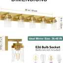 IZORRO Bathroom Vanity Light Fixture, 5-Light 36 Inch Gold Bathroom Light Fixtures Over Mirror, with Clear Glass Shade, Modern Farmhouse Vanity Lights, Rustic Restroom Lighting Fixtures