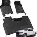 LASFIT Floor Mats for Ram 1500 Crew Cab 2025 2026 with Rear Under-Seat Factory Storage Bucket Seat, All Weather TPE Custom Fit Car Mats Floor Liners 1st & 2nd Row, Black