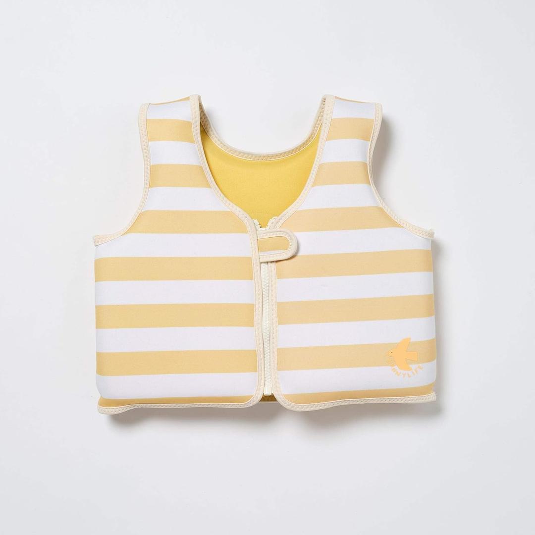SUNNYLiFE Swim Vest - Constructed with Neoprene Plus a Secure Front Zip and Develop Water Confidence. | Toddler Swim Vest (Sammy The Seagull | Mustard Stripe, 3-6)