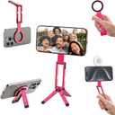 ULANZI MA60 Magnetic Phone Tripod Stand for iPhone - Aluminium Smartphone Mini Tripod Pocket Cell Phone Stand Strong Magnet Quick Mount Compatible with iPhone 16 15 14 13 14 Series, Red