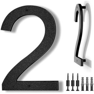 IVERRA 8 Inch Large Floating House Numbers, Black Modern House Number for Outside, Home Address Numbers for Outdoor Garage Gate Wall Street (2)