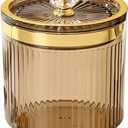 Plastic Cotton Swab Ball Box Pad Holder Floss Organizer Box Clear Container Dispenser-Amber