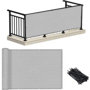 LOVE STORY 3'x10' Grey Balcony Screen Privacy Fence Cover (HDPE) UV Protection Weather-Resistant 3 FT Height Shield for Deck, Patio, Backyard, Outdoor Pool, Porch, Railing (Gray)
