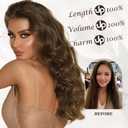 BARSDAR Beach Wavy Brown Clip in Hair Extensions 20 Inch 6PCS Thick Soft Synthetic Hairpieces, Full Head Clip in Hair Extensions for Women Long Voluminous Easy Wear Daily Party - Brown