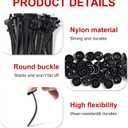 50Pack Heavy Duty Nylon Zip Ties with Mounting Buckles, Self-Locking Cable Fasteners for Car & Home