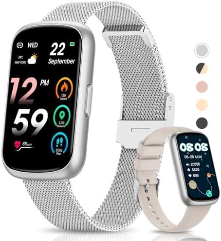Slim Fitness Tracker, Smart Watches for Men/Women with Heart Rate/Blood Oxygen/Sleep Monitor, IP68 Waterproof Activity Trackers and Smart Watch for Phones with Step Tracker, Pedometer for Women Men