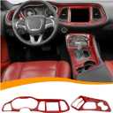 Hoolcar Center Console Dashboard Navigation Panel Trim Gear Shift Cover Fit for Dodge Challenger 2015-2025, Interior Accessories, Red Carbon Fiber