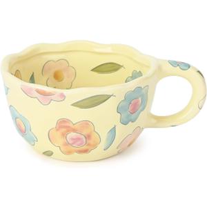 Koythin Ceramic Coffee Mug, Cute Floral Fruit Cup, Couple Mugs 8.5 oz/250 ml for Latte Tea Milk, Suitable for Mom on Mother's Day (Colorful Flowers)