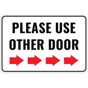 1PC Please Use Other Door Sign Right, 12 x 8 Inches - Aluminum - Other Entrance Sign Arrow