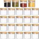 Nuenen Set of 24 Airtight Square Spice Containers 4 oz Glass Spice Jars with Bamboo Lid Small Seasoning Jars Empty Food Storage Containers for Pantry Clear Food Canisters for Kitchen Sugar Coffee