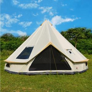 Backpacking Bell Tent with Top Stove Jack for All Year Living, 300D Oxford Waterproof Yurt Tents House for Camping Glamping, Parties, Outdoor Events-13/16.4FT (4M/13ft| 4Person, Off White)