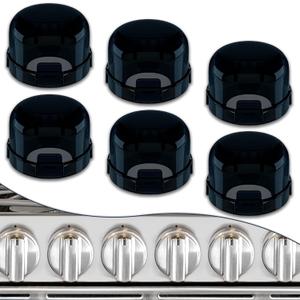 6 Pack Stove Knob Covers for Child Safety, DAFUWENG Childproof Gas Stove Knob Locks, Stove Oven Knob Safety Covers with Adhesive, for Kids and Pets, Heat-Resistant, Durable Design (Upgraded - Black)