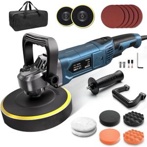 Buffer Polisher, 6 Inch/7 Inch 1600W Rotary Car Buffer Polisher Waxer, 7 Variable Speed 1000-3500 RPM, Detachable Handle for Waxing, Polishing & Scratch Removal