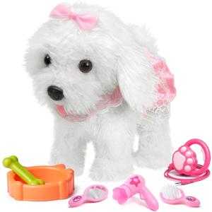 OR OR TU Walking Barking Toy Dog with Remote Control Leash, Plush Puppy Electronic Interactive Toys for Kids, Shake Tail,Pretend Dress Up Realistic Stuffed Animal Dog Age 3 4 5 6+ Years Old Best Gift