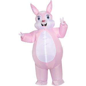 Blow-up Easter Bunny Costume Adult Inflatable Rabbit Costume Barney Full Mascot Halloween Easter (Pink)