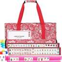 American Mahjong Tile Set with Carrying Bag and Accessories, 160 Acrylic Engraved Mahjong Tiles with Racks with Pushers, Mahjong Tile Set for Family Friends