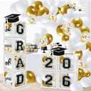 Graduation Decorations 2026 Graduation Party Decorations Set of 4 Boxes with 129pcs Balloons Arch Garland Kit Party Supplies for Any Grades White
