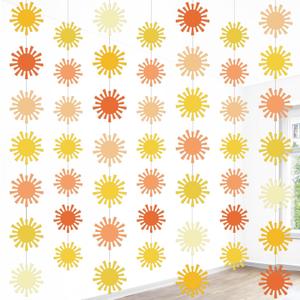 Duraaamo 8 Packs Sun Banner Boho Decoration Boho Paper Garland Baby Shower First Trip Hanging Sun Cutout for Retro Theme Birthday Baby Shower Party Supplies Decoration