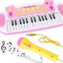 Love&Mini Piano Toy Keyboard for Kids - Birthday Gifts for 3 4 5 Years Old Girls Toys with 31 Keys and Microphone Musical Instrument Toys for Girls Gifts (Pink)