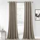 StangH Camel Beige Velvet Curtains - Grommet Light Blocking Summer Shades Thermal Insulated Winter Curtains for Bedroom/Den/Dorm, W52 x L96, 2 Panels