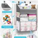 Hanging Diaper Caddy Organizer Crib OrganizerSpacious Baby Girl/Boy Nursery Storage Organizer for Changing Table, Playpen/Wall- Hold 90+ Diaper (Grey)