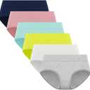 POPKOK Teen Girls Cotton Underwear Mid Waist Brief Panties, 12-14