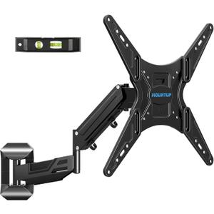 MOUNTUP Height Adjustable TV Wall Mount for 26-55 Inch TVs, Gas Spring Full Motion Articulating TV Bracket with Smooth Swivel Tilt & Safe Corner Installation, 400x400mm VESA, 11-66 lbs, Matte Black