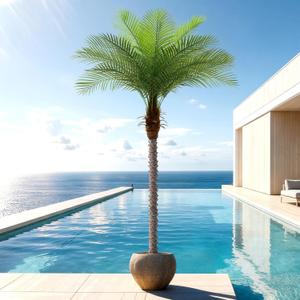 7ft Artificial Phoenix Palm Tree, Faux Coconut Silk Tropical Fake Palm Plant for Indoor Outdoor Home Office Patio Bathroom Pool Coastal Decor