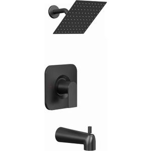 Compatible with Moen Posi-Temp Valve Tub Shower Trim Kit, Replacement for 2510, 2520, 2570, 2590 Valve Shower Faucet Set with 8 Inch Shower Head, Matte Black (Valve and Cartridge Not Included)