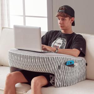 Reading Pillow for Lap, Extra Large Arm Rest Pillow for Adult, Memory Foam Lap Desk Pillow for Reading, Working, Crocheting, Playing Steam Deck Switch or Sitting in Bed Couch(Ash Grey) (Reading Pillow - Large)
