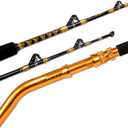 Fiblink Saltwater Fishing Rod 2 Piece Bent Butt Trolling Rod Deep Sea Roller Rod Big Game Conventional Boat Fishing Pole(50-80lbs/80-120lbs,5'6"/6')