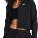 Under Armour womens Rival Fleece Cropped Full Zip (Small, (001) Black / / White)