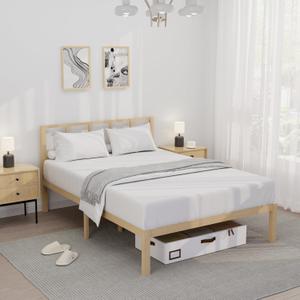 14 Inch Bamboo Bed Frame  Solid Wood Platform Bed Frame, Strong and Stable, with Non-Slip Slats for Support, No Box Spring Needed, Easy to Assemble, Noise-Free (Natural with Headboard, Full)