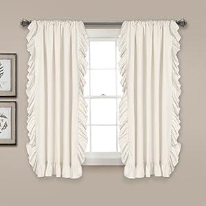 Lush Decor Reyna White Window Panel Curtain Set for Living, Dining Room, Bedroom (Pair), 63" x 54"