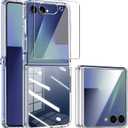 for Samsung Z Flip7 Clear Case and Screen Protector, Galaxy Z Flip 7 Phone Cases, Classic Transparent Ultra-Thin Shockproof, Non-Slip and Anti-Yellowing for Flip Z7 Cover-Clear