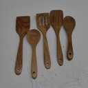 5 Pcs Best Wooden Spoons for Cooking Kitchen Utensils Set Acacia Wood Cooking Spatula Turner Non Toxic Utensil Slotted Serving Spoon Flat Spatulas Set Wooden Utensis Mixing Cooking Spoon Kitchen Tools