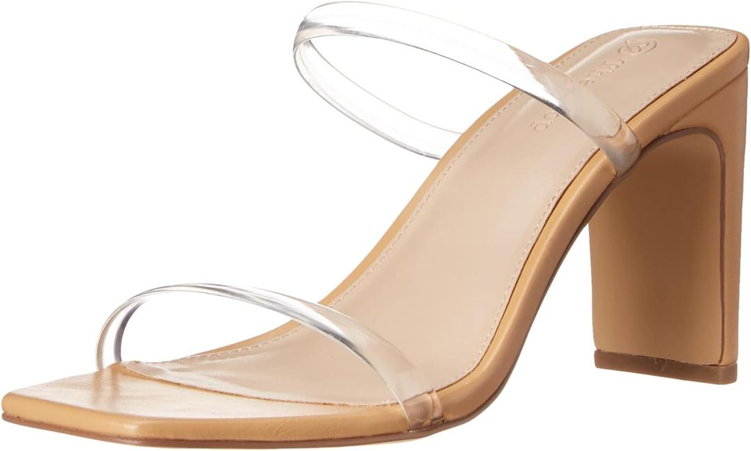 The Drop Women's Avery Square Toe Two Strap High Heeled Sandal (8, Clear)